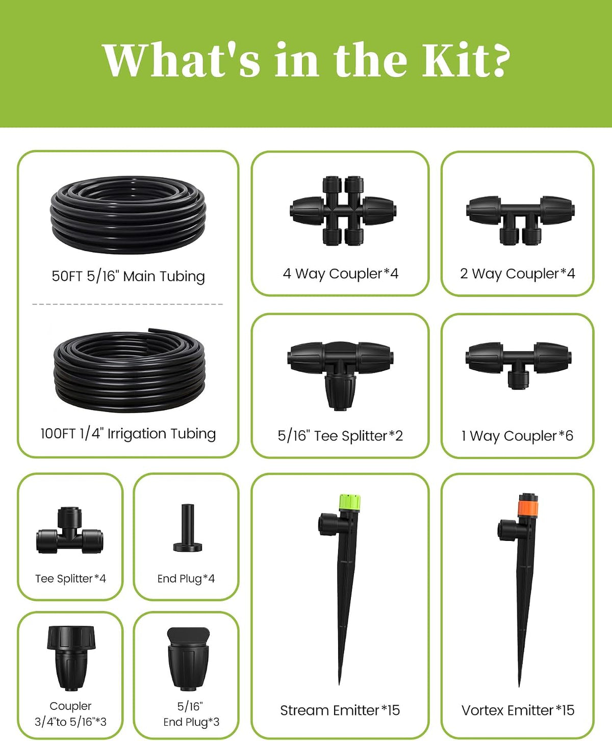 RAINPOINT Drip Irrigation System, Quick-Connect Garden Watering System Kit with Adjustable Emitters for Greenhouse