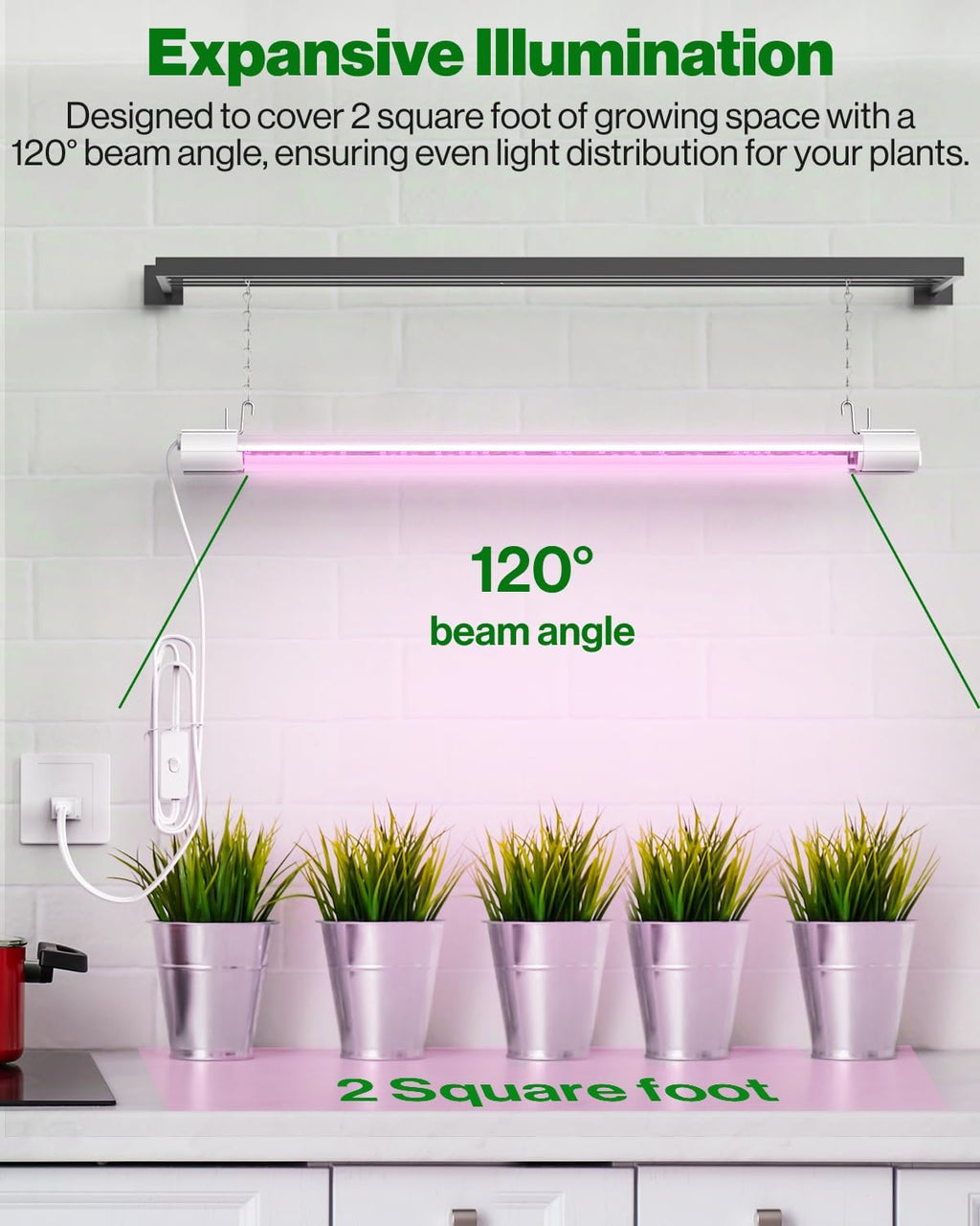 Sunco 4 Pack 2FT LED Grow Light, Full Spectrum, 20W | Indoor Lighting, for Seed Starting, Seedling, Indoor Plants, Plug