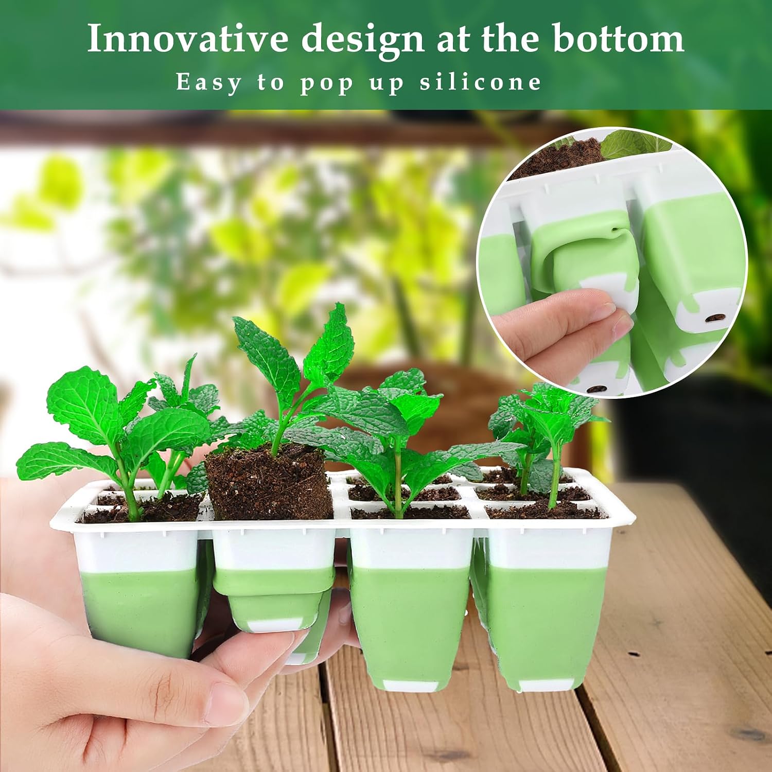 Seed Starter Tray, 72 Cells Indoor Seed Starter Kit, Flexible Silicone Designed Seedling Starter Trays, Germination