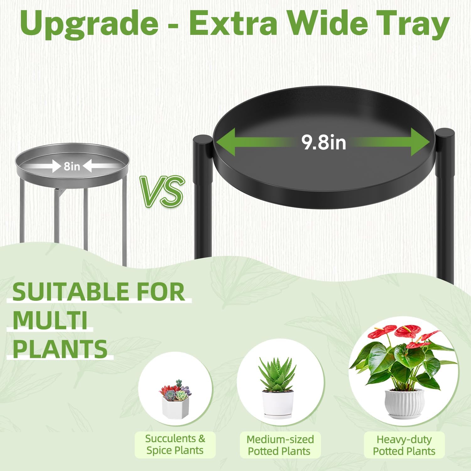 iDavosic.ly 3 Tier Large Plant Stand Indoor Outdoor, 10 In Wide Tray, Black | Tiered Metal Corner Heavy Duty Multiple
