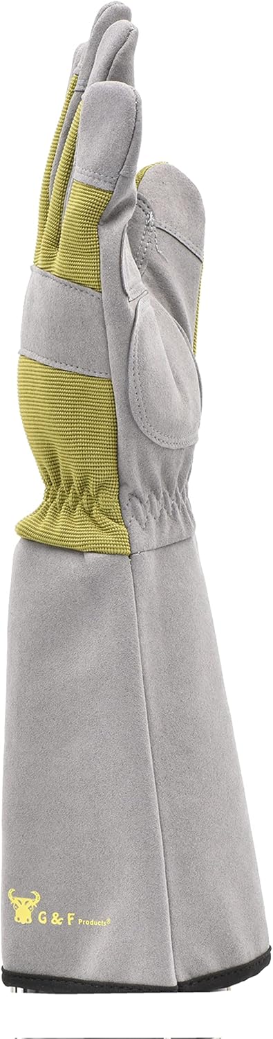 G & F Products Florist Pro Rose Gardening Gloves, Synthetic Leather Palm, Thorn Protection, Long Sleeve