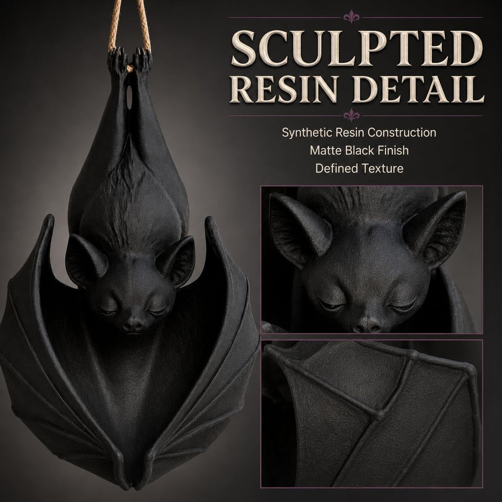 Hanging Bat Plant Pot, Gothic Planter for Succulents and Vines (2pcs) | Gothic bat-shaped resin planter for succulents