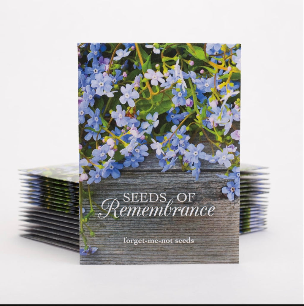 Seeds of Remembrance | Pre Filled Non-GMO, Non-Coated Forget Me Not Seeds Packets | Perfect Memorial Service Giveaways