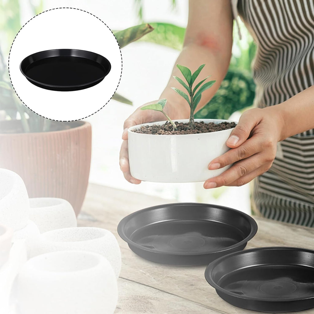20Pack 13.4 Inch Plant Saucer, Heavy Duty Black Plastic Plant Trays for Pots – Round Drip Trays for Indoor/Outdoor