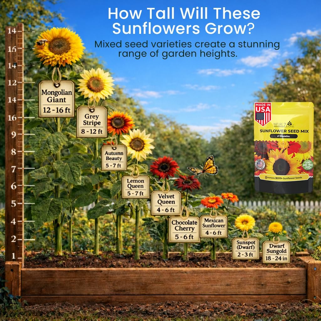 NatureZ Edge 5200+ Sunflower Seeds for Planting Bulk Variety Pack, Get More Sunflower Seeds to Plant, from Dwarf