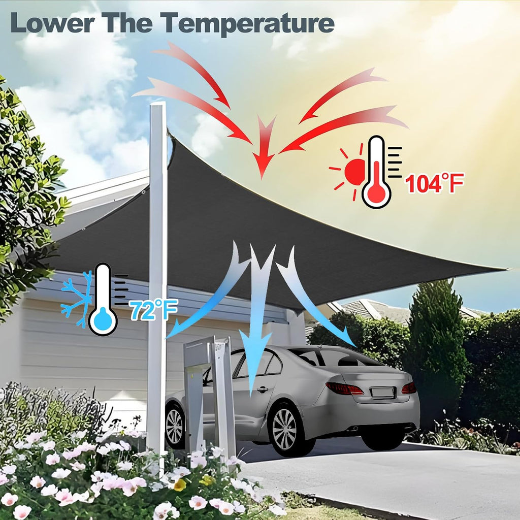 Cliselda 10x50ft Black Shade Cloth w/Grommets for Patio Mesh Tarp Sun Shade | 70% -80% UV Resistant, for Greenhouse