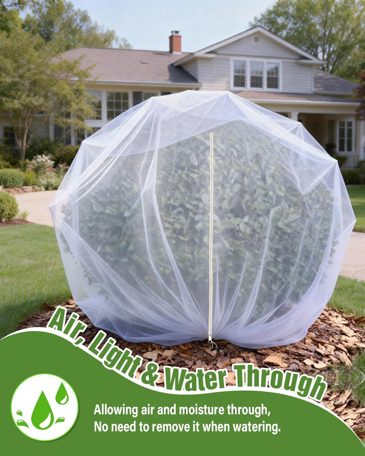 2 Packs 10x10FT Fruit Tree Netting with Zipper, 60-Mesh PE Pest Barrier | Fruit tree protection bag, Netting for