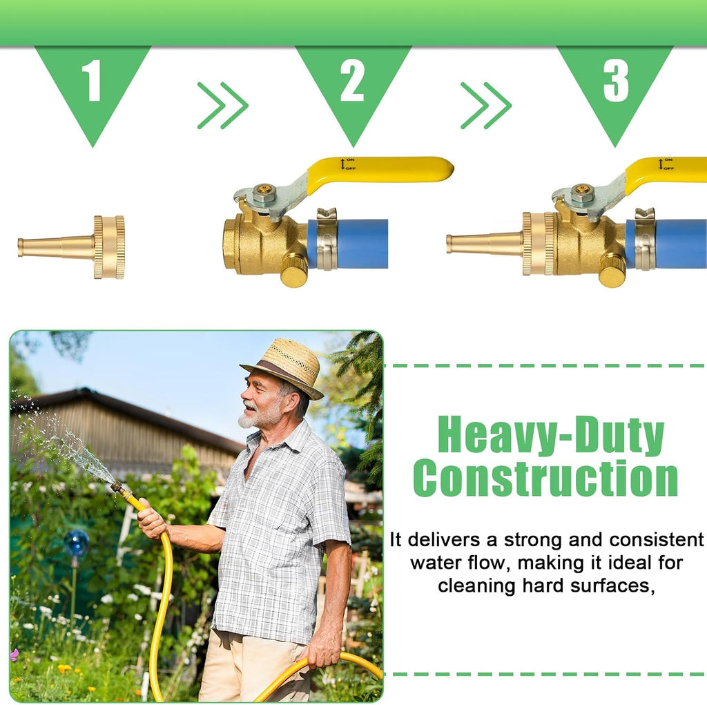 JaGely 12 Pack Brass Hose Nozzle for Garden, Jet Sweeper Nozzles Solid Brass 2" Jet Nozzle for Car Wash, Extra12 Garden