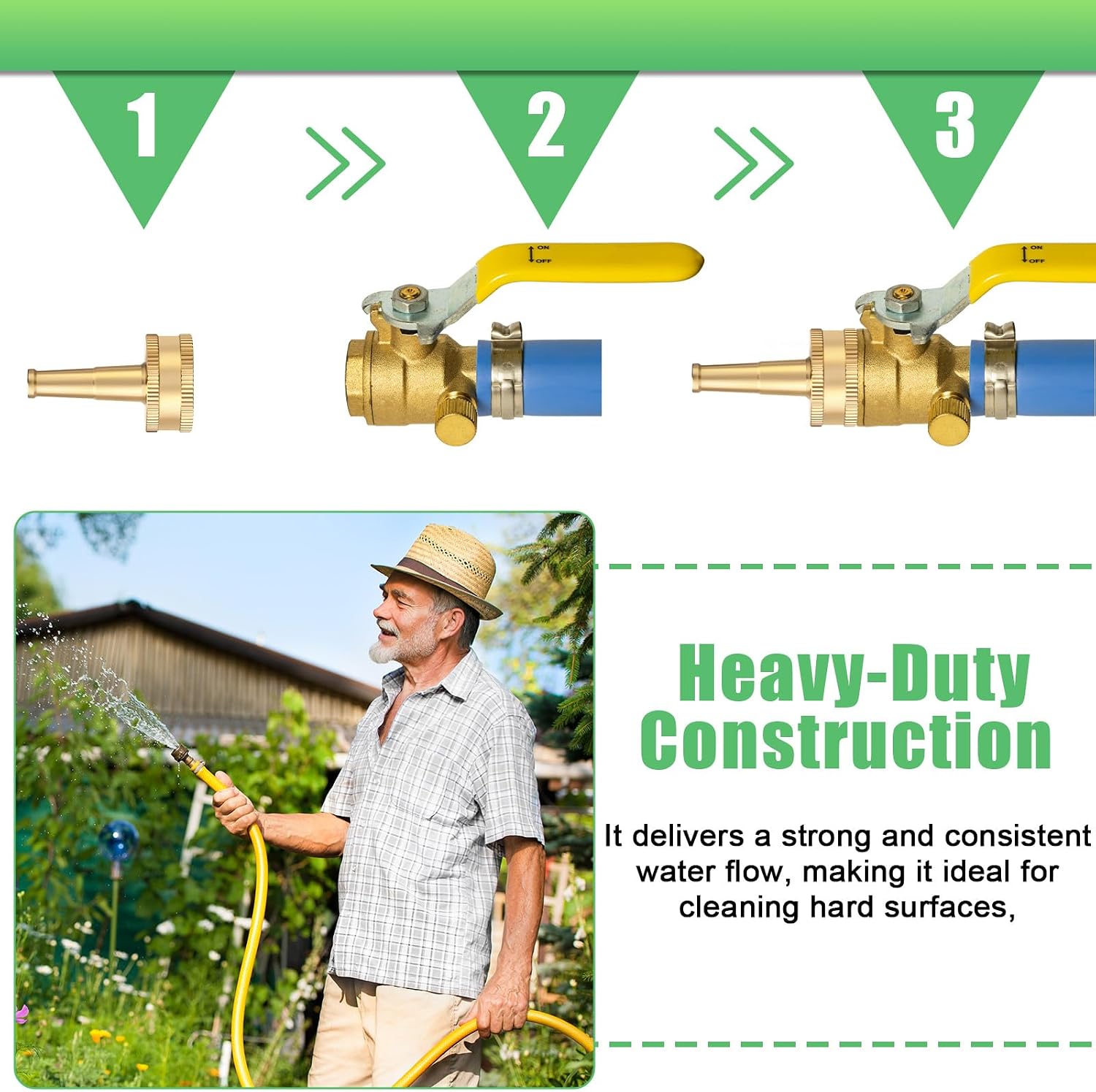 JaGely 12 Pack Brass Hose Nozzle for Garden, Jet Sweeper Nozzles Solid Brass 2" Jet Nozzle for Car Wash, Extra12 Garden