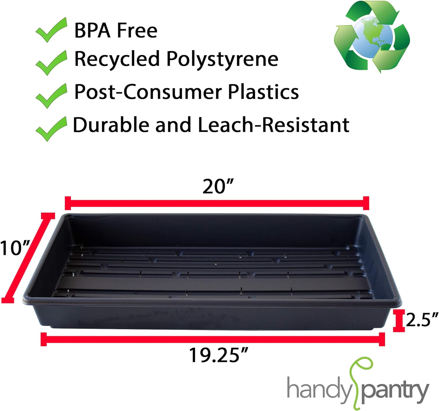 Handy Pantry 10-Pack 1020 Garden Growing Trays with Drain Holes - 10" x 20" | Plastic Plant Trays with Holes for