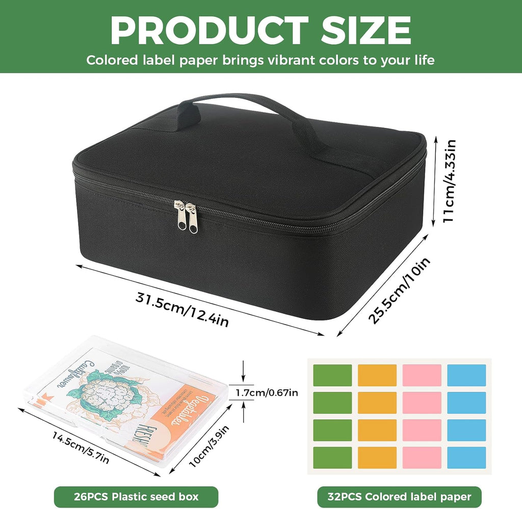 26 Slots Seed Organizer Storage Box with Labels, Large Capacity Oxford Cloth Seed Packet Organizer for Seed Packets