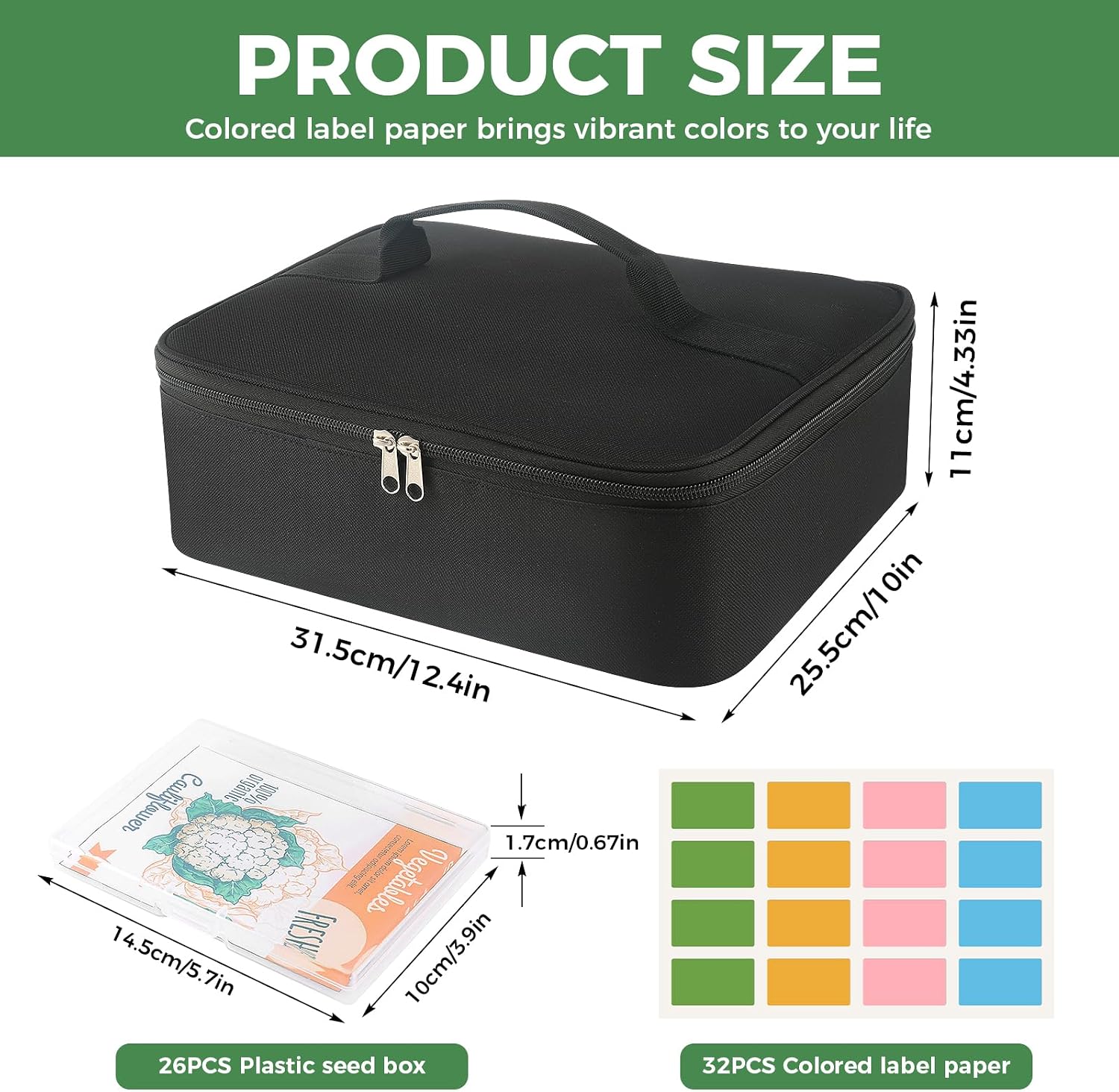 26 Slots Seed Organizer Storage Box with Labels, Large Capacity Oxford Cloth Seed Packet Organizer for Seed Packets