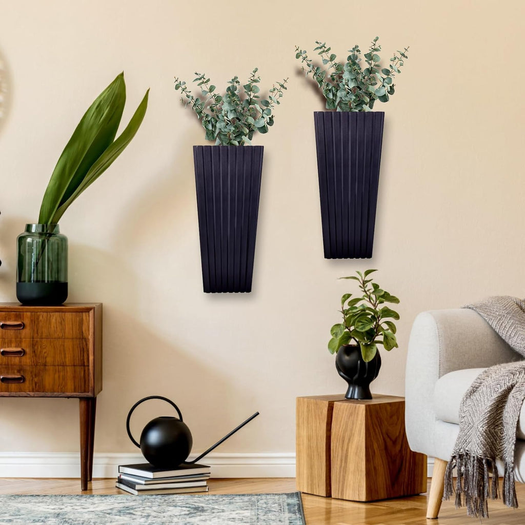 2PCS Wood Wall Planter for Indoor Plants, Wooden Hanging Planter for Dried Flowers and Artificial Greenery