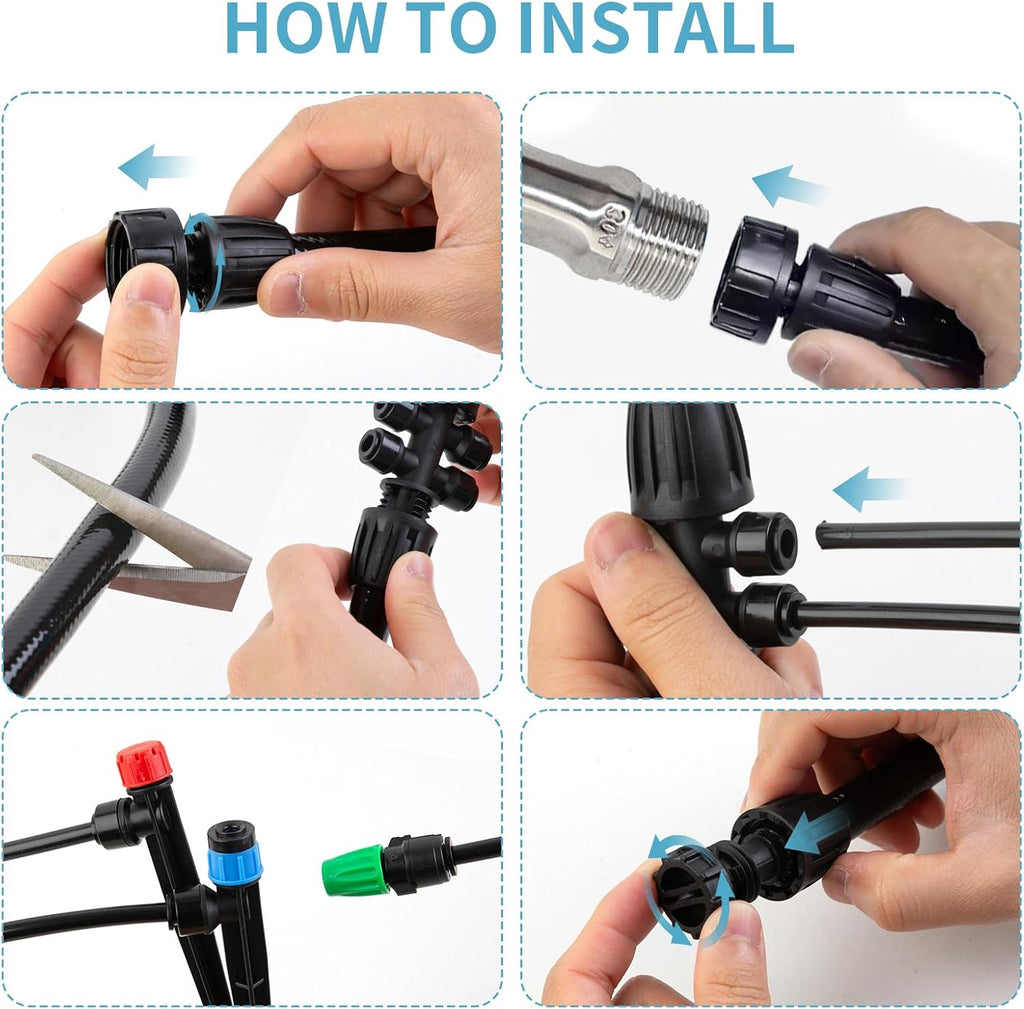 LP 240FT Drip Irrigation System Kit, Garden Watering Misting System - 40FT 1/2" Main Tube & 200FT 1/4" Distribution