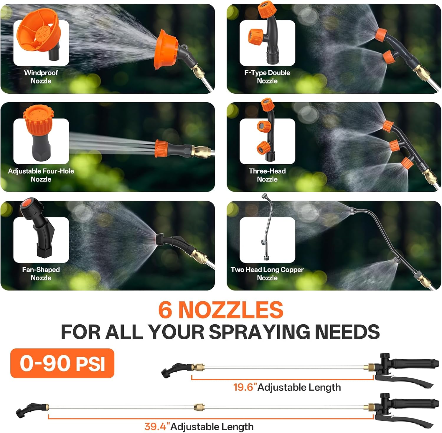 Maxlander 4.2 Gal Battery Powered Backpack Sprayer with 2 x 2.0Ah Battery | 90 Psi Adjustable Pressure, 6 Spray
