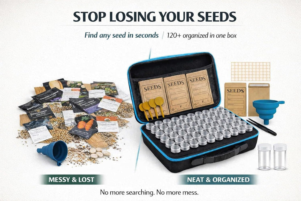 Seed Storage Organizer Kit with 120 Seed Containers, Seed Organizer & Seed Saving Box for Seed Collection &