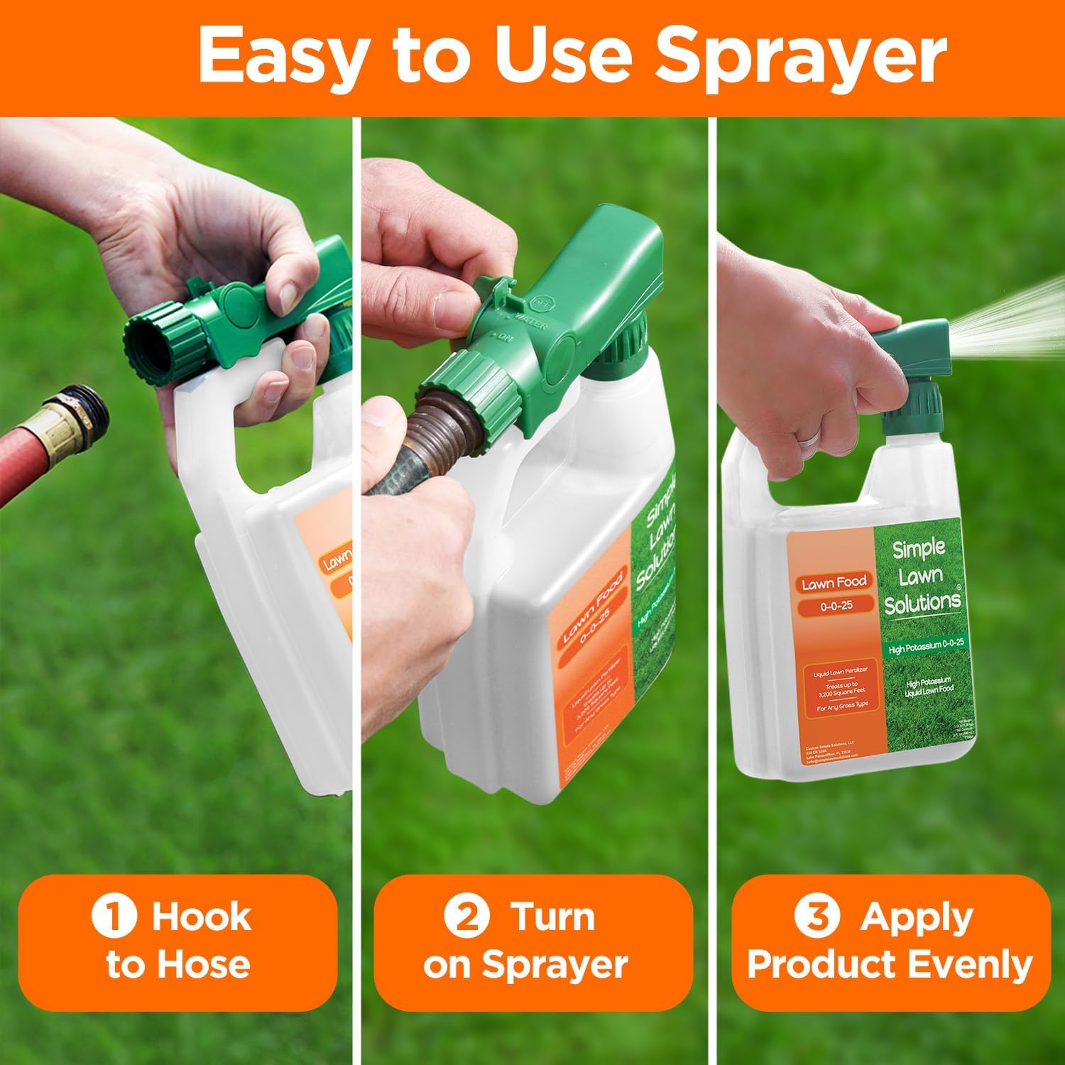 Simple Lawn Solutions - High Potassium Lawn Food Liquid Fertilizer 0-0-25 - Concentrated Spray - Turf Grass Vigor and