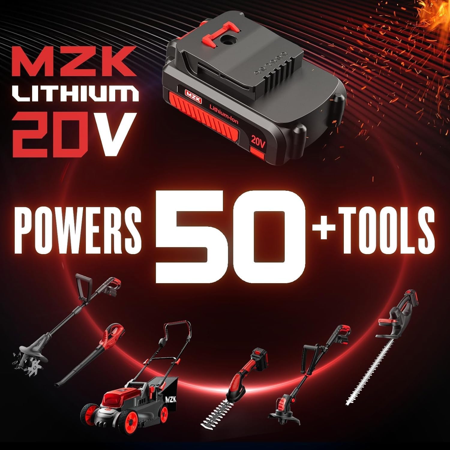 MZK 20V Cordless Leaf Blower, Lightweight Electric Blower, Wine Red | Includes 2 x 4.0Ah batteries and charger for