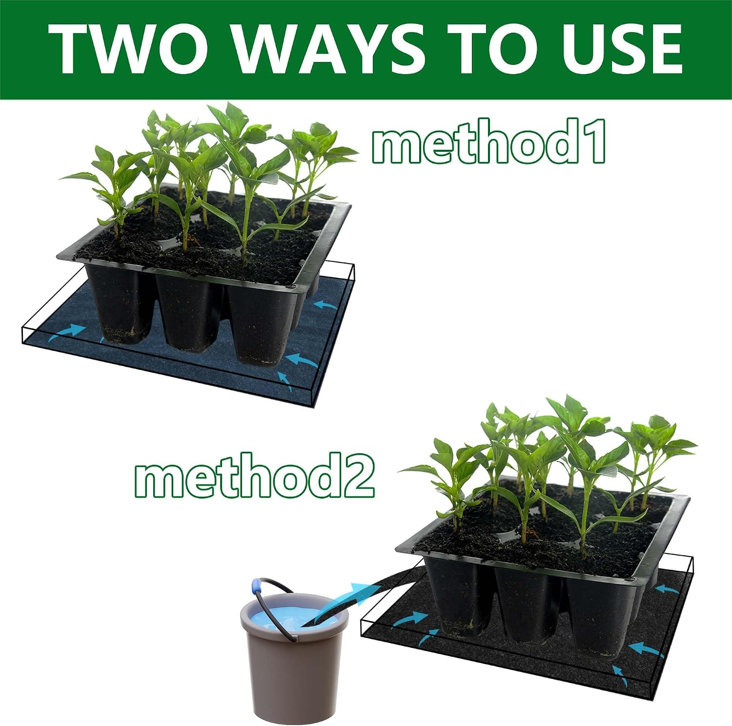 Adnee 2 Pcs 110 x 25Inch Automatic Plant Watering Mat, 3mm Thick Self Watering Capillary Mat, Felt Plant Water Wicking
