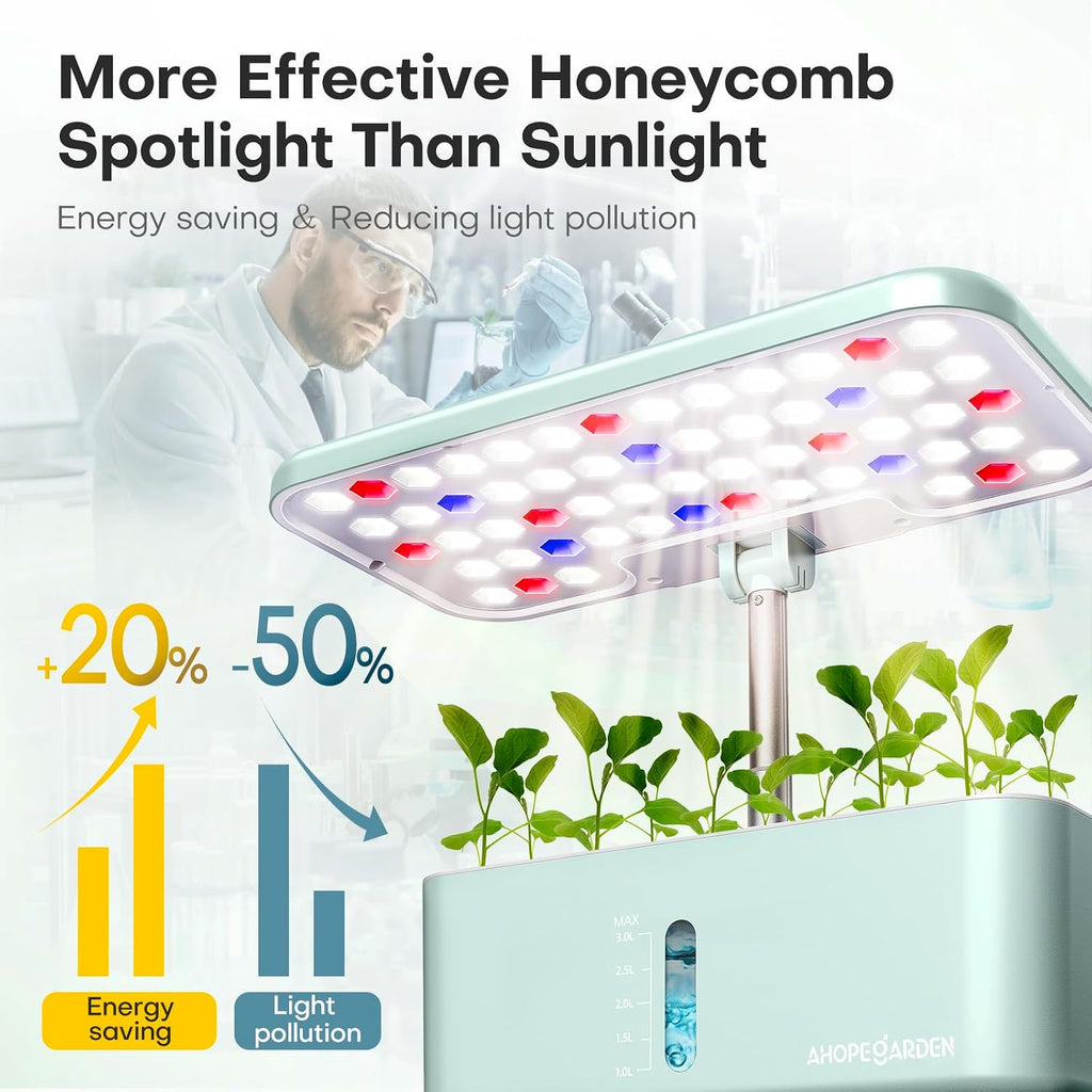 Indoor Garden Hydroponics Growing System: 10 Pods Kit with LED | Plant Germination Kit Herb Vegetable Growth Lamp