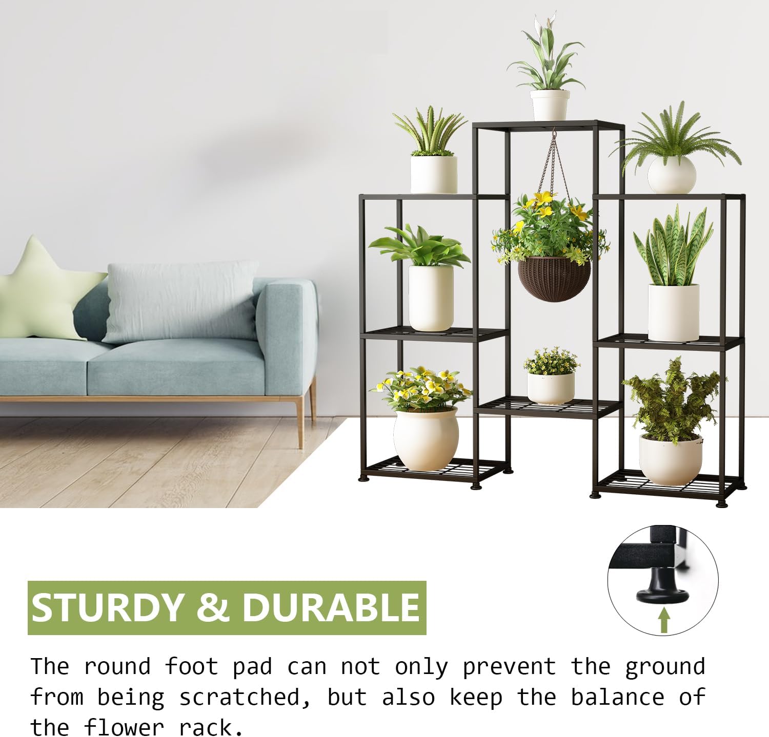 Metal Plant Stand Indoor Metal Plant Stands Outdoor Tiered Plant Shelf for Multiple Plants, 4 Tiers 8 Potted Plant Rack