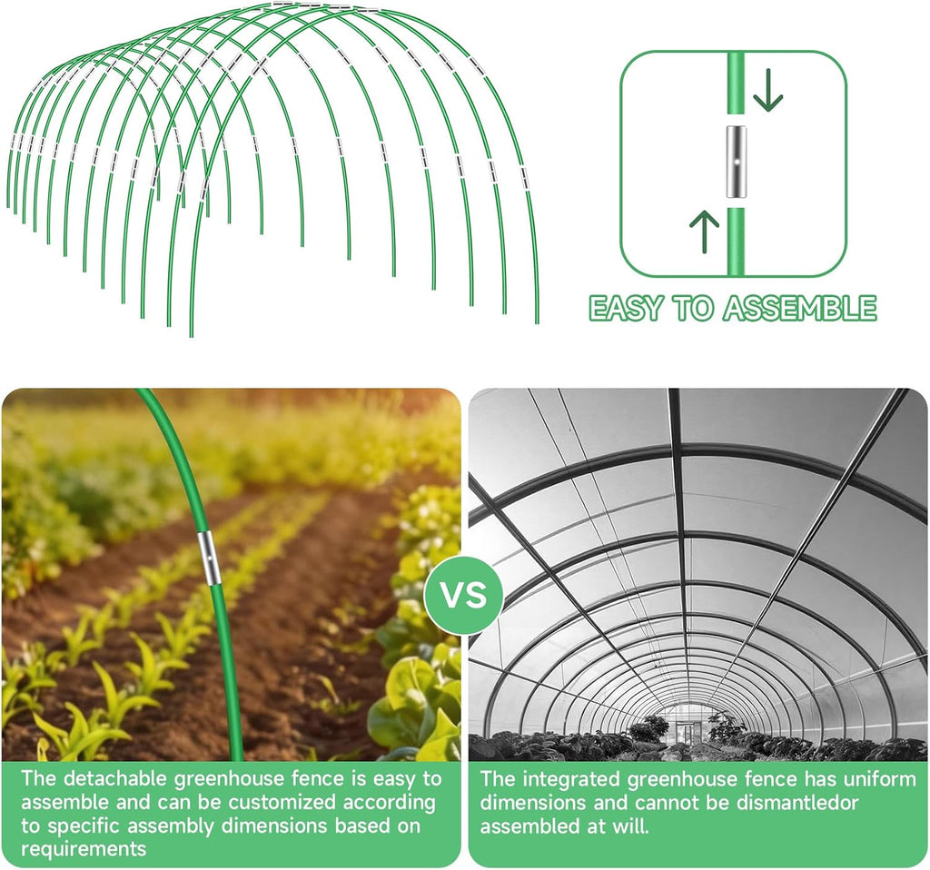 72 Pieces Garden Hoops for Raised Beds Fiberglass Support Greenhouse Hoops | 12 Sets Of 8 Ft Garden Hoops Kit Grow