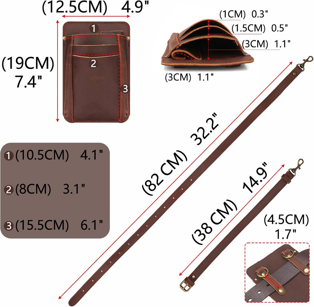 Tourbon Leather Florist Tool Waist Pouch Belt Garden Shoulder Crossbody Tools Bag Gardening Pruning Shears Holder