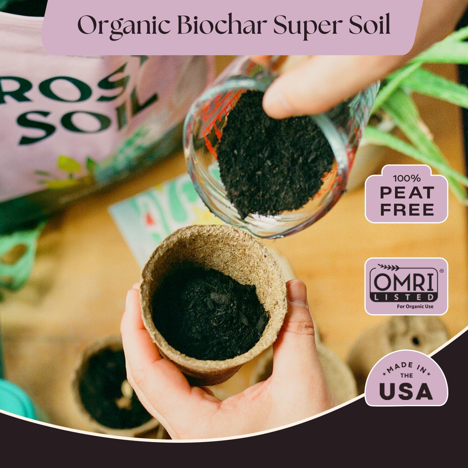 Rosy Soil Seedling Seed Starter Soil Mix, Organic, Peat-Free, 4 Quarts | Worm Castings, Biochar and Mycorrhizae Blend
