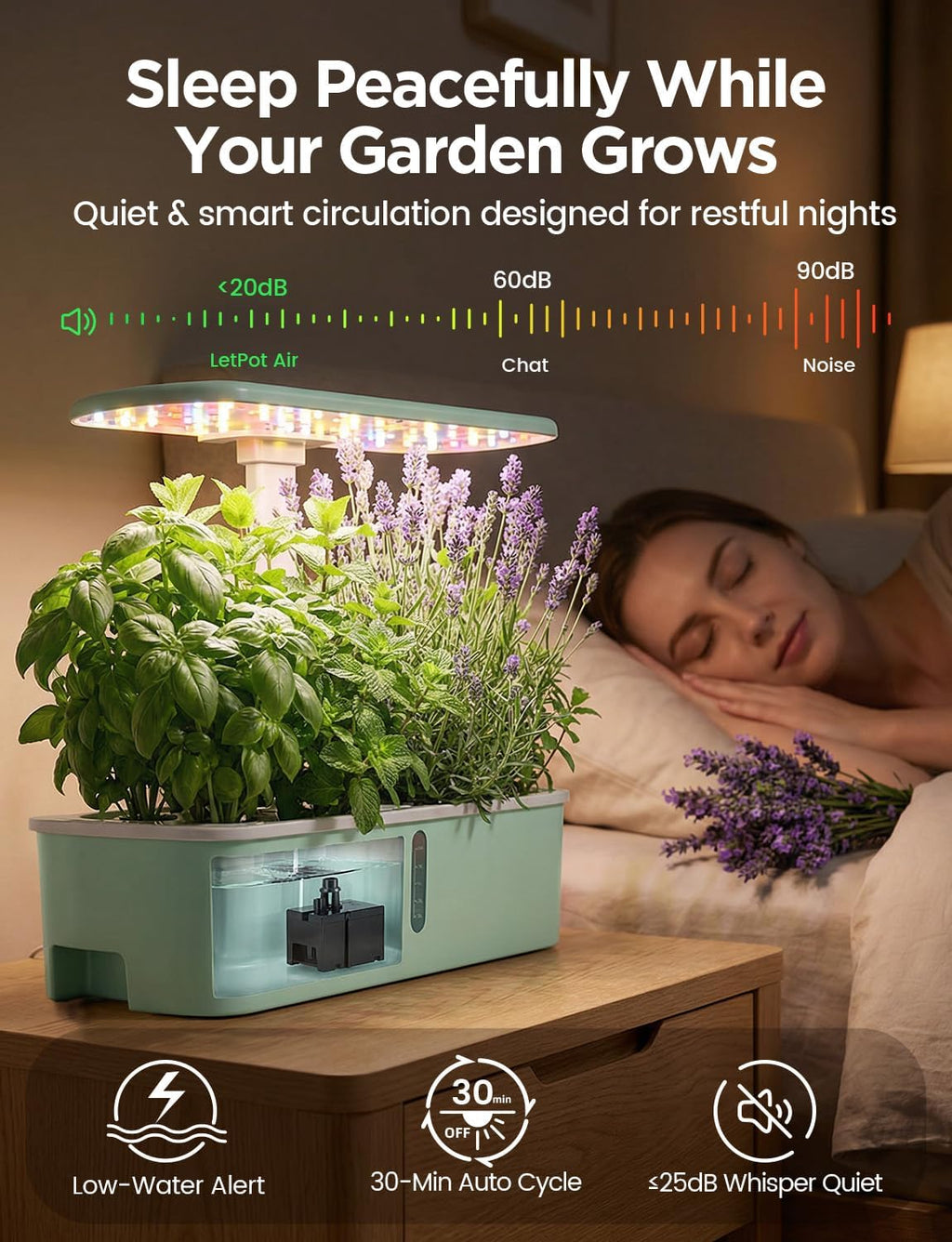 LetPot LPH-Air Hydroponics Growing System Kits, APP & WiFi Controlled Smart Indoor Garden with Adjustable 24W Grow