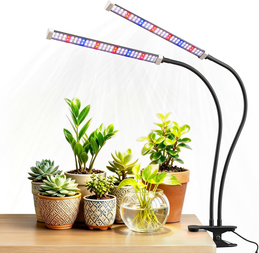 Grow Lights for Indoor Plants,LED Clip-On Clamp, Dual Head