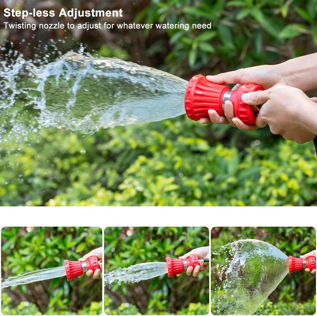 FANHAO Fireman Style Garden Hose Nozzle, High Pressure Adjustable Sprayer | Rustproof Metal, Step-less Spray Adjust