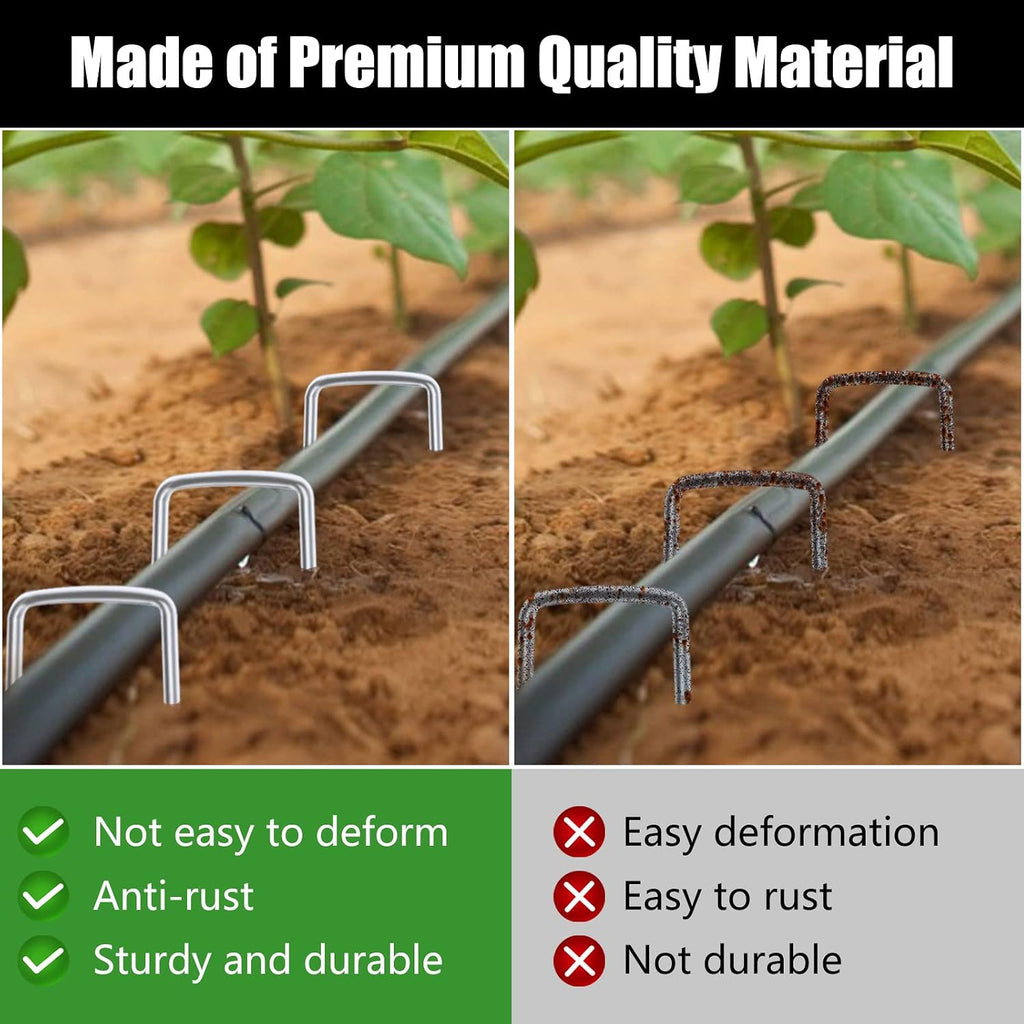 Landscape Staples 6 Inch 500 Pack, Heavy Duty 11 Gauge Hot-Dip Galvanized Garden Stakes for Weed Barrier, Landscape
