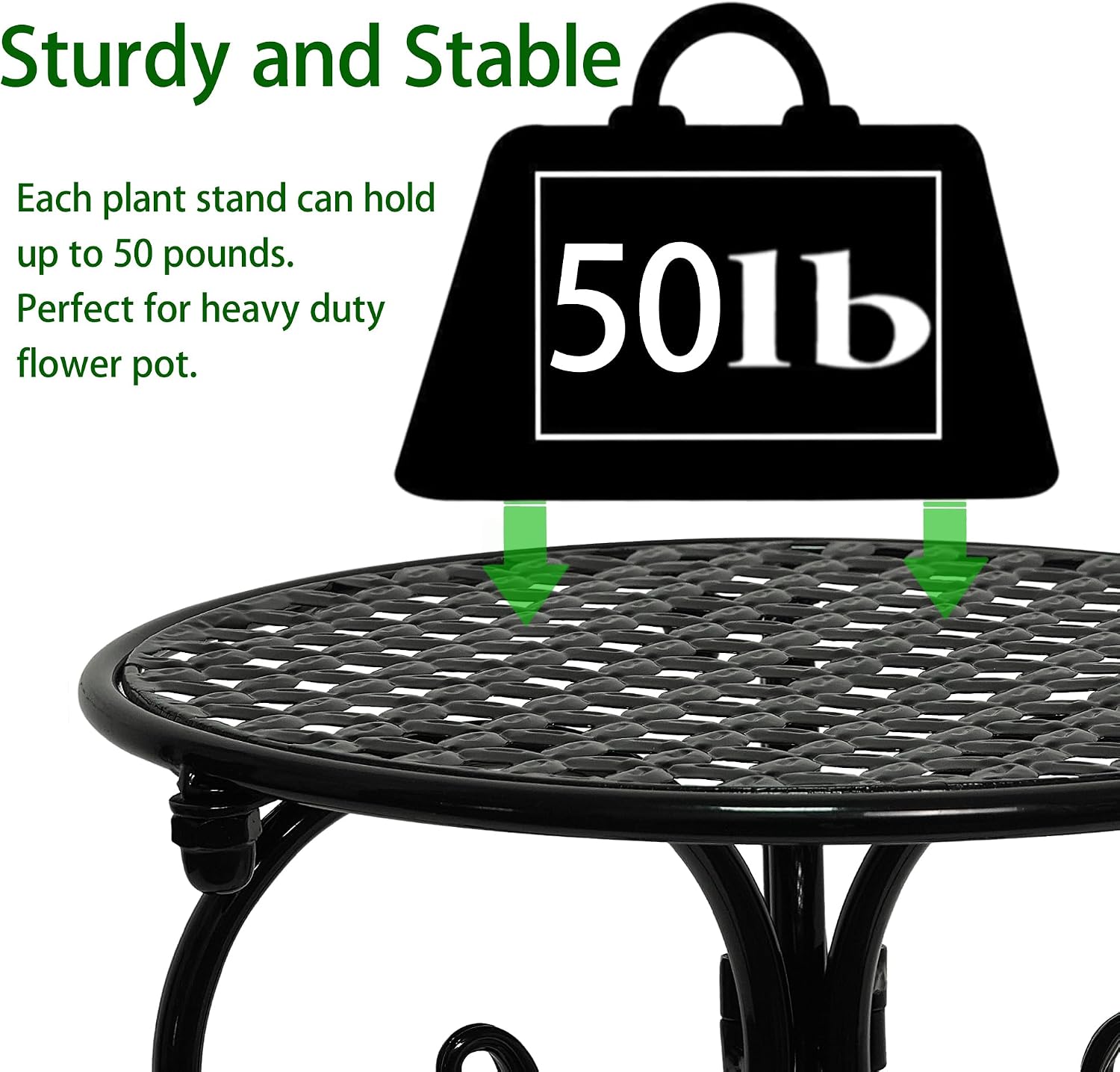 NAKUPE 4-Pack Metal Plant Stand for Indoor Outdoor, Heavy Duty Flower Pot Stands for Multiple Plants, Rustproof Iron