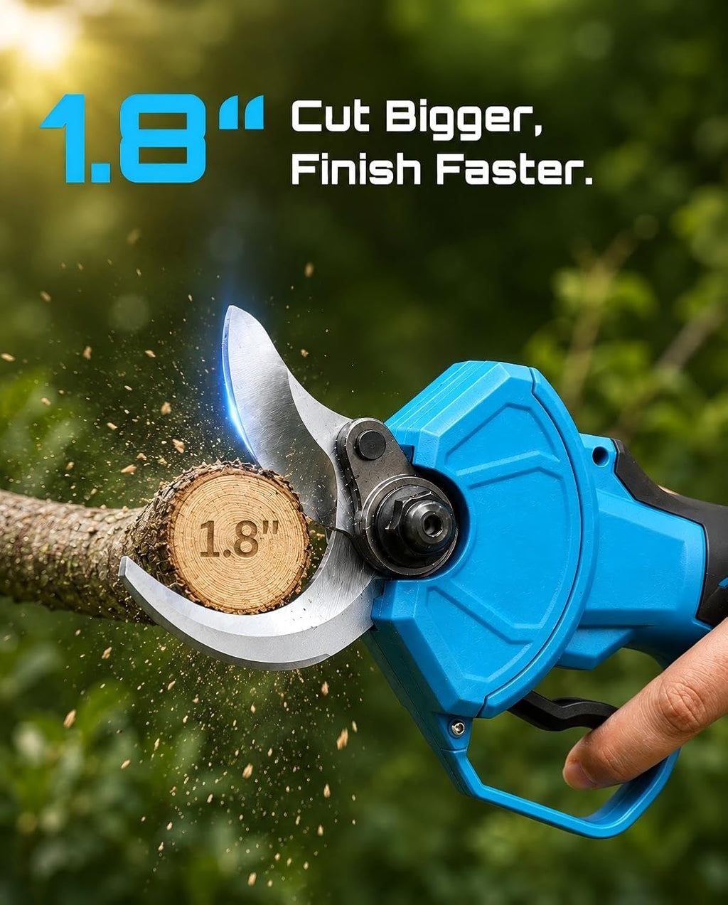 SEESII Electric Pruning Shears, 1.8" Cut Cordless Pruner, 2x4.0Ah Batteries | Brushless Motor, SK5 Blade, LCD Display