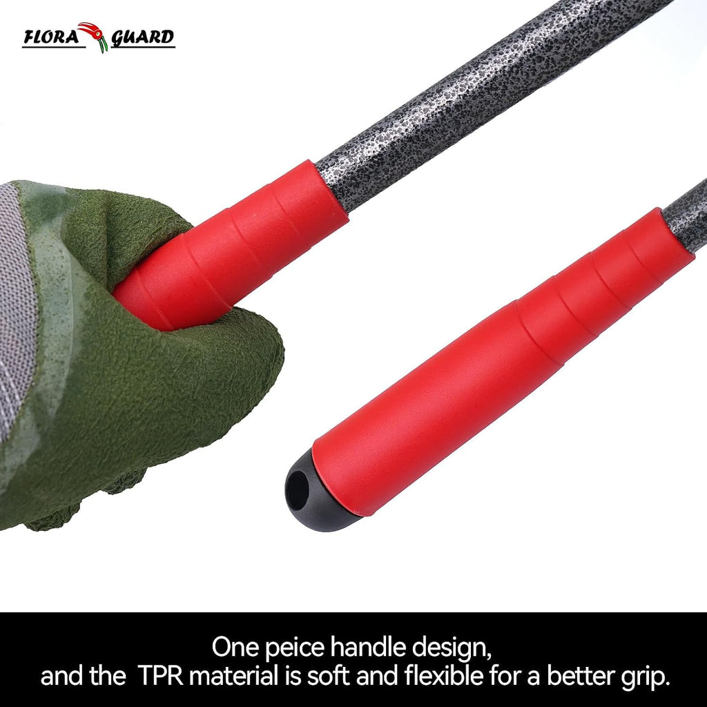 FLORA GUARD 6-Piece Garden Tool Set | Heavy Duty Gardening Hand Tools with High Carbon Steel Including Trowel, Rakes