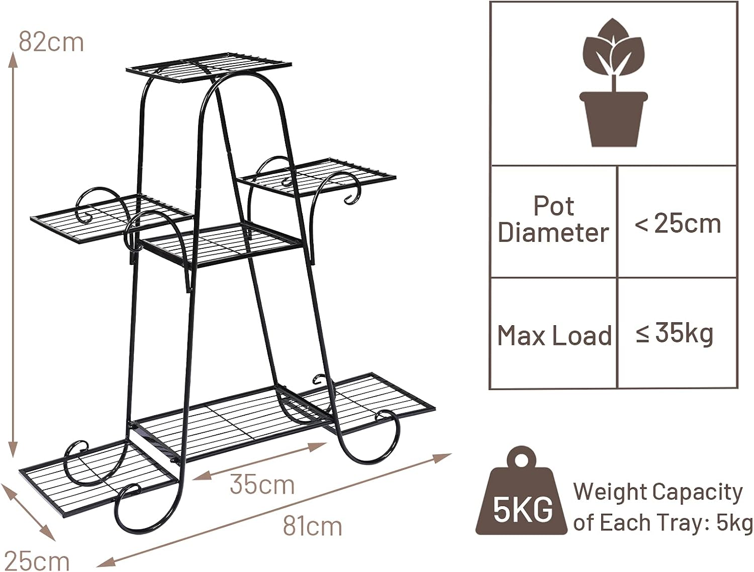 S AFSTAR 7 Tier Plant Stand, Parisian Style Garden Cart Stand, Multi-layer Mental Plant Stand, Plant Flower Pot Display
