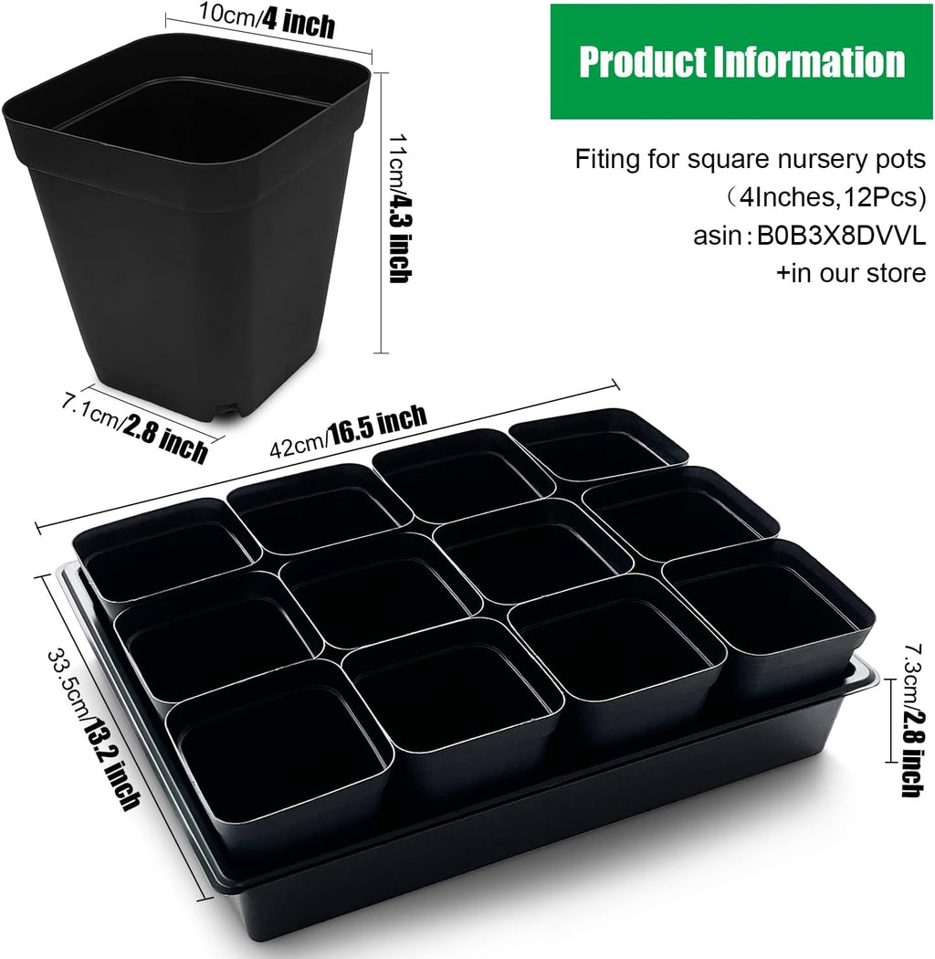 RooTrimmer Seed Starter Tray, 5 Packs Plant Tray, Durable Plastic Growing Trays, Stackable Seedling Starter Trays