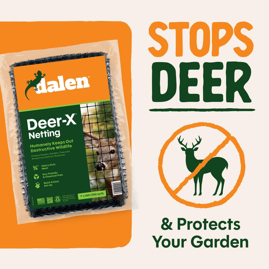 Dalen Deer-X Protective Netting for Gardens & Landscapes - 7 ft x 100 ft | Black Garden Netting, 3/4-inch Mesh - Helps