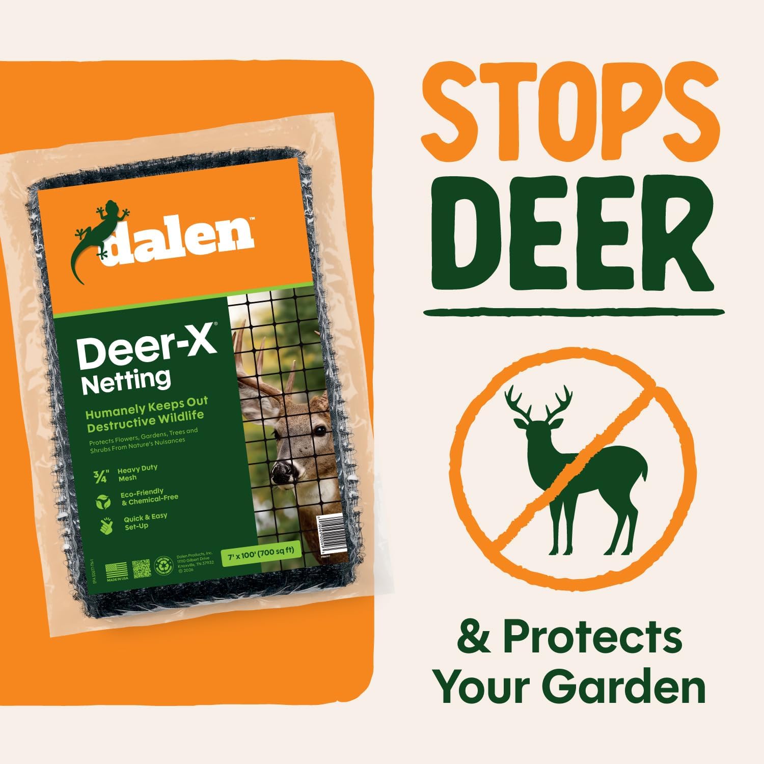 Dalen Deer-X Protective Netting for Gardens & Landscapes - 7 ft x 100 ft | Black Garden Netting, 3/4-inch Mesh - Helps