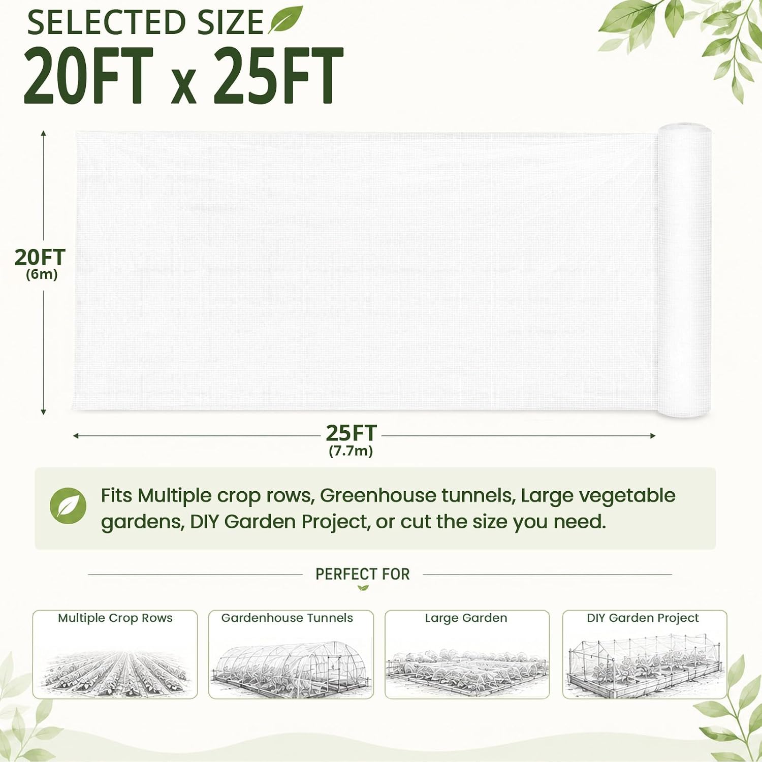 20x25Ft Garden Netting, Fine Mesh Insect Netting for Plant Protection | Mosquito Bug Bird Barrier Mesh Cover Insect