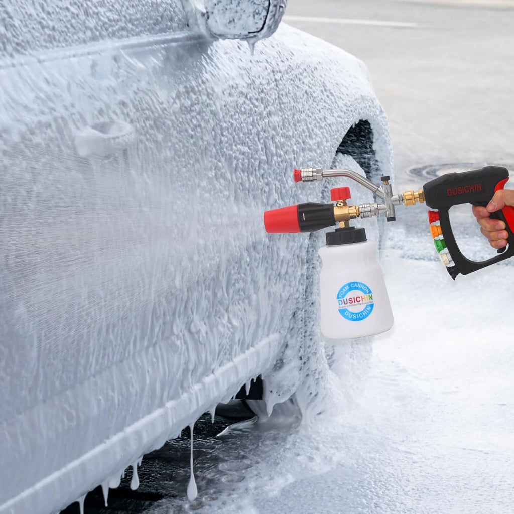 Short Wand Pressure Washer Gun Foam Cannon 1/4" Quick Connector Pressure Washer Accessory,Car Wash Foam Gun Dual Ended