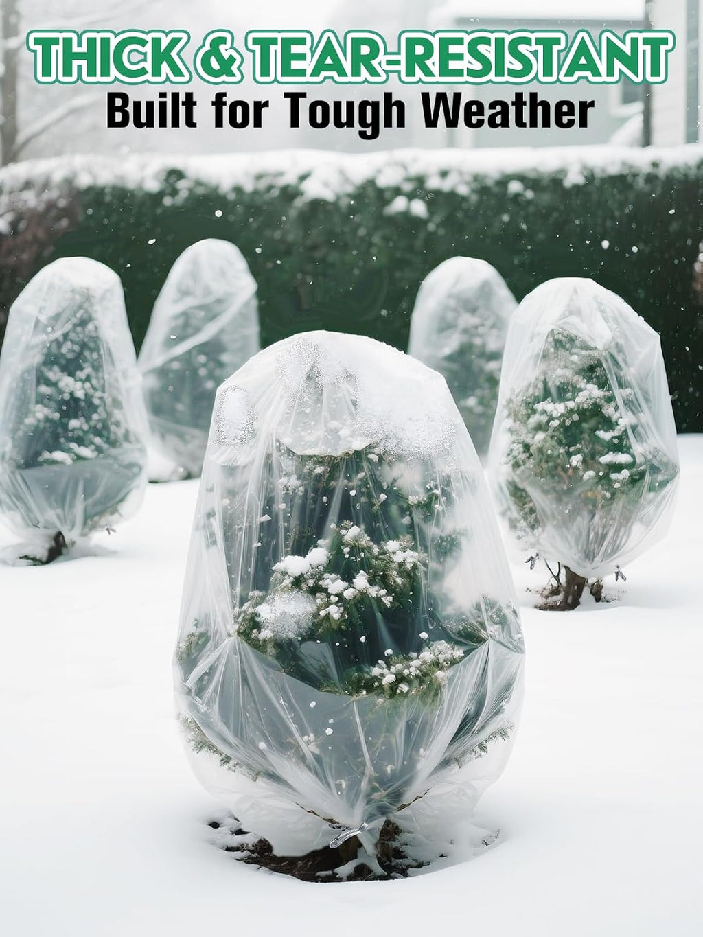 10 x 30ft Plant Covers Freeze Protection with 36 Clips - Greenhouse Plastic Sheeting, Frost Cloth Row Cover for Outdoor