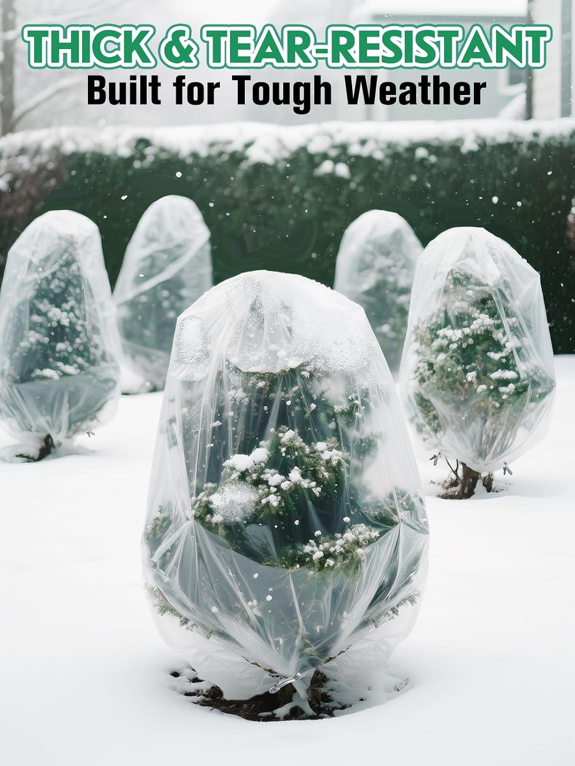 10 x 30ft Plant Covers Freeze Protection with 36 Clips - Greenhouse Plastic Sheeting, Frost Cloth Row Cover for Outdoor