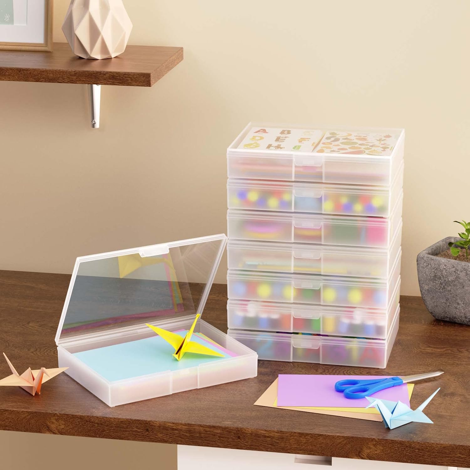 Barhon Photo Storage Boxes Set - 8 Pack 4x6 and 8 Pack 5x7, Photos Case Containers with Bag, Multi-Sized Seed Organizer