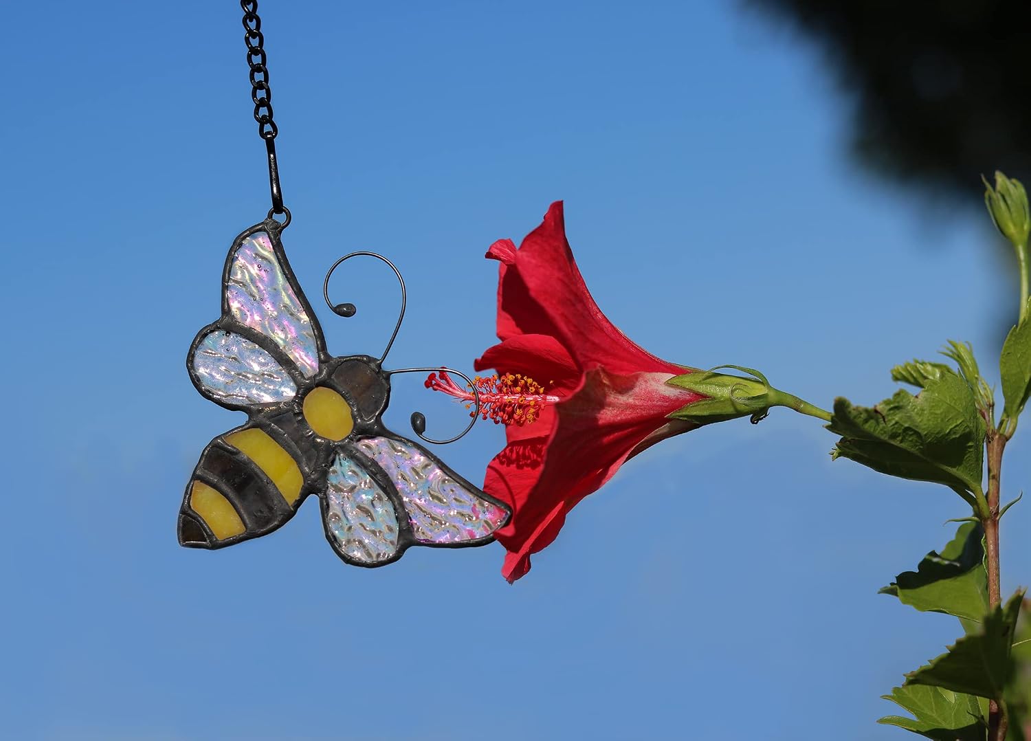 Bumble Bee Stained Glass Window Hanging,Honeybee Suncatcher Gifts | Bee Stained Glass Window Hanging,Suncatcher for