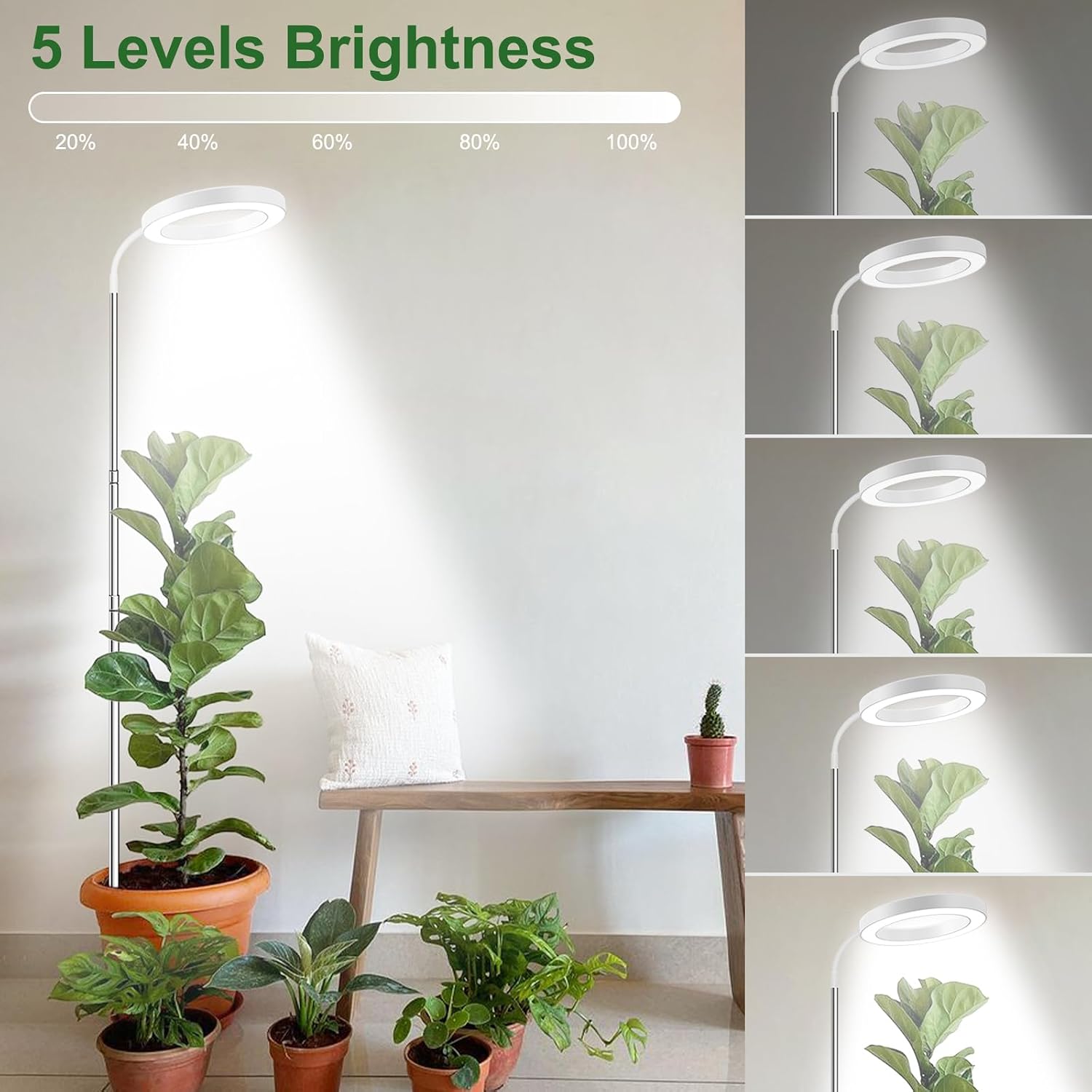 Grow Lights for Indoor Plants Full Spectrum, 80 LEDs Grow Light | 65in Plant Lights for Indoor Growing with