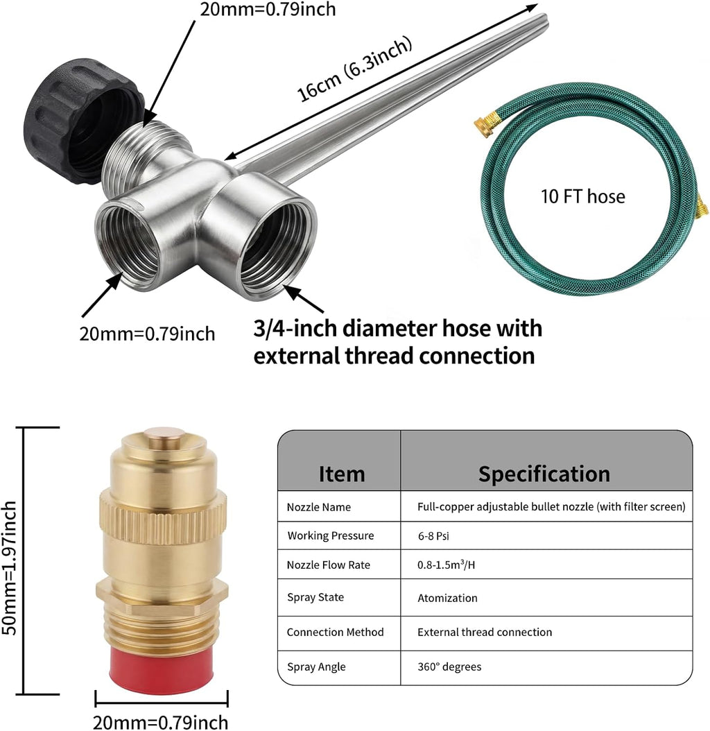2 Pack Lawn Sprinkler with Hose, Metal Water Garden Sprinklers with Nozzle | Adjustable Brass Nozzle, Aluminum Alloy