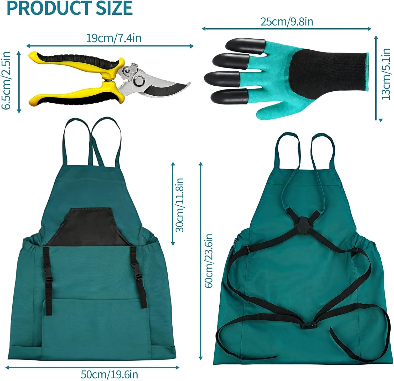 Gardening Apron with Pockets - 600D Waterproof Cross Back Apron for Women, Equipped with Pruning Shears & Gardening
