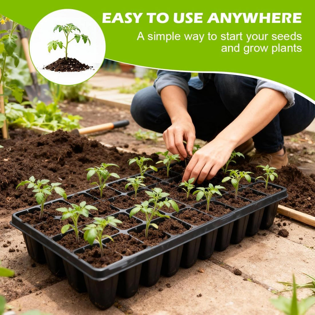 RooTrimmer 10 Pack 40 Cell Seed Starter Trays - Extra Deep 3.9" Plastic Nursery Trays, 20" x 10"，Fits Standard 1020