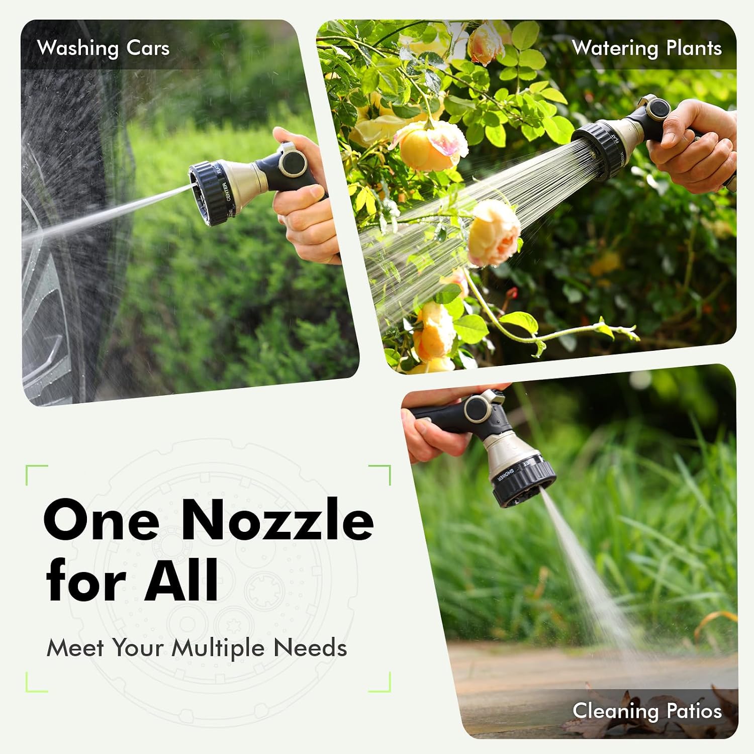 RESTMO Water Hose Nozzle Heavy Duty, Adjustable Hose Sprayer Thumb Control | Premium Zinc Alloy, 8 Adjustable Spray